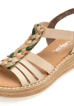 Sandale RIEKER bej, V4550, din piele ecologica imagine