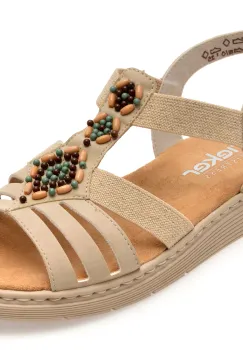 Sandale RIEKER bej, V9120, din piele ecologica imagine