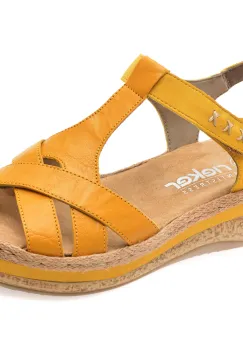 Sandale RIEKER galbene, V0919, din piele naturala imagine