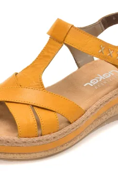 Sandale RIEKER galbene, V0919, din piele naturala imagine