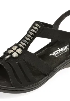 Sandale RIEKER negre, 60806, din piele ecologica imagine