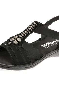 Sandale RIEKER negre, 60806, din piele ecologica imagine