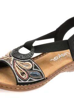 Sandale RIEKER negre, 608B4, din piele ecologica imagine