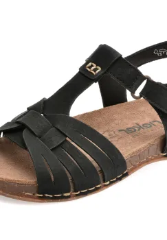 Sandale RIEKER negre, 61461, din piele ecologica imagine
