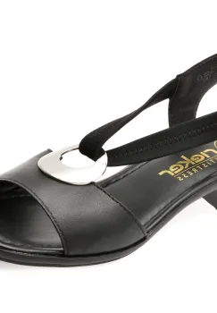 Sandale RIEKER negre, 62662, din piele naturala imagine