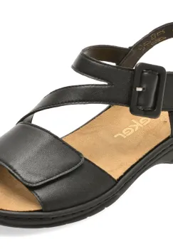 Sandale RIEKER negre, 64561, din piele naturala imagine