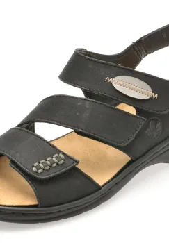 Sandale RIEKER negre, 64573, din piele naturala imagine