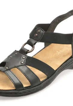 Sandale RIEKER negre, 64574, din piele naturala imagine