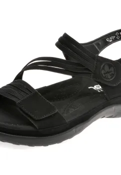 Sandale RIEKER negre, 64870, din piele ecologica imagine