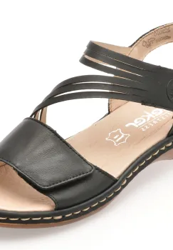 Sandale RIEKER negre, 65964, din piele naturala imagine