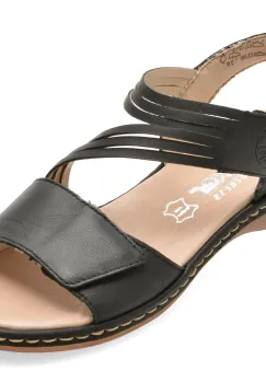Sandale RIEKER negre, 65964, din piele naturala imagine