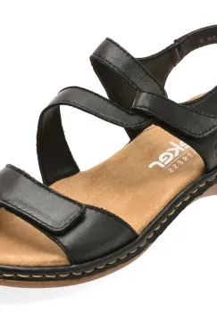 Sandale RIEKER negre, 659C7, din piele naturala imagine