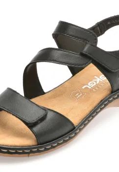 Sandale RIEKER negre, 659C7, din piele naturala imagine