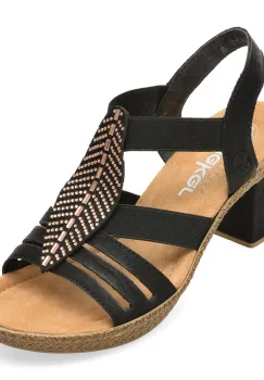 Sandale RIEKER negre, 66526, din piele ecologica imagine