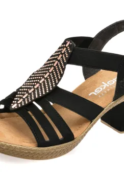 Sandale RIEKER negre, 66526, din piele ecologica imagine