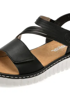 Sandale RIEKER negre, V1364, din piele ecologica imagine
