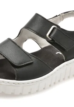 Sandale RIEKER negre, V1382, din piele naturala imagine
