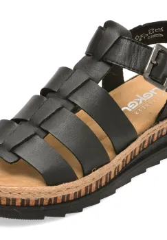Sandale RIEKER negre, V7904, din piele naturala imagine