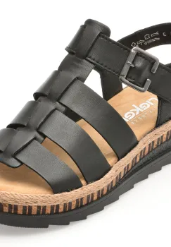 Sandale RIEKER negre, V7904, din piele naturala imagine