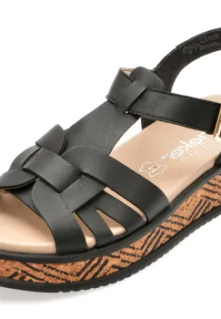 Sandale RIEKER negre, W0853, din piele naturala imagine