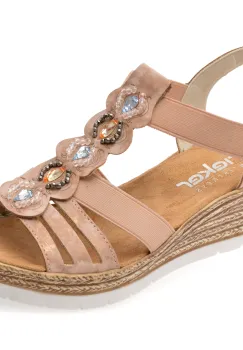 Sandale RIEKER roz, 619B2, din piele ecologica imagine