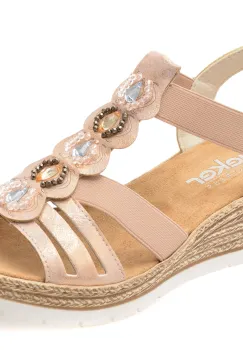 Sandale RIEKER roz, 619B2, din piele ecologica imagine
