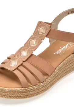 Sandale RIEKER roz, V4554, din piele ecologica imagine