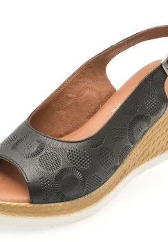 Sandale SHOOZY negre, EV2852, din piele naturala imagine