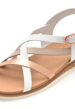 Sandale SKECHERS albe, 114709, din piele ecologica imagine