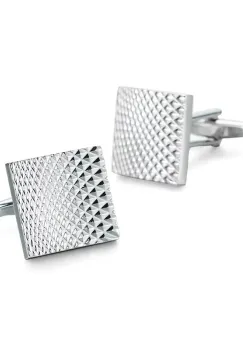 Butoni camasa, BN001, model patrat, Argintiu imagine