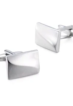 Butoni camasa, BN005, model dreptunghiular, Argintiu imagine