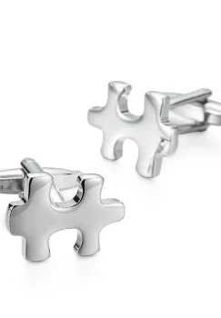 Butoni camasa, BN006, model puzzle, Argintiu imagine