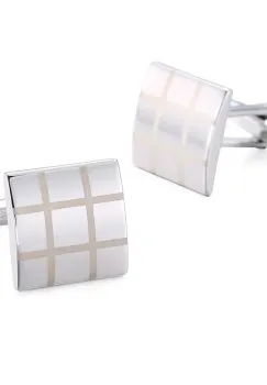 Butoni camasa, BN008, model patrat, Argintiu imagine