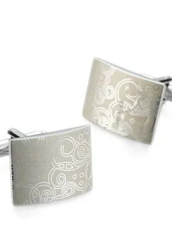 Butoni camasa, BN010, model patrat, Argintiu imagine