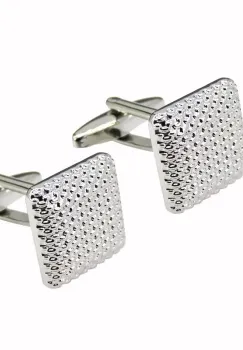 Butoni camasa, BN018, model patrat, Argintiu imagine