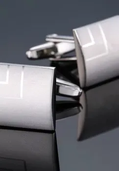 Butoni camasa, BN024, model patrat, Argintiu imagine