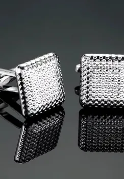 Butoni camasa, BN025, model patrat, Argintiu imagine