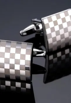 Butoni camasa, BN026, model patrat, Argintiu imagine