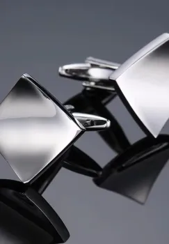 Butoni camasa, BN027, model patrat, Argintiu imagine