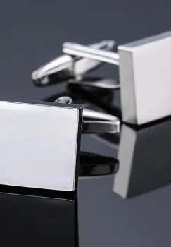 Butoni camasa, BN029, model patrat, Argintiu imagine