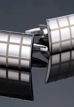 Butoni camasa, BN030, model patrat, Argintiu imagine