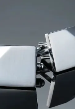 Butoni camasa, BN035, model patrat, Argintiu imagine