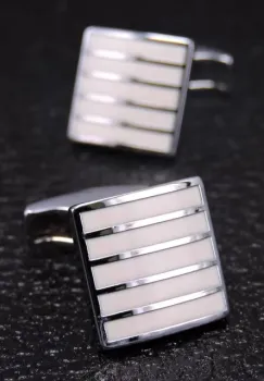 Butoni camasa, BN038, model patrat, Argintiu imagine