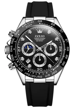 Ceas barbatesc Olevs CS1537, curea de silicon, negru, cadran negru imagine