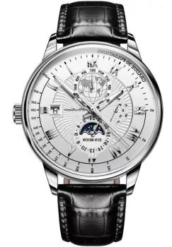 Ceas barbatesc Poedagar CS1359, curea piele naturala, negru, cadran alb imagine