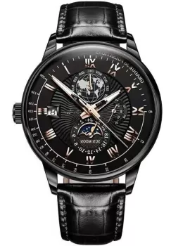 Ceas barbatesc Poedagar CS1361, curea piele naturala, negru/negru, cadran negru imagine