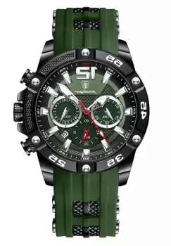 Ceas barbatesc Poedagar CS1490, curea silicon, verde, cadran negru imagine