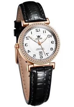 Ceas de dama Olevs CS1599, curea de piele naturala, negru, cadran alb imagine