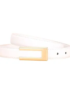 Curea dama C-208, piele naturala, Alba imagine