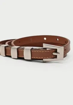 Curea dama C-219, piele naturala, Maro imagine